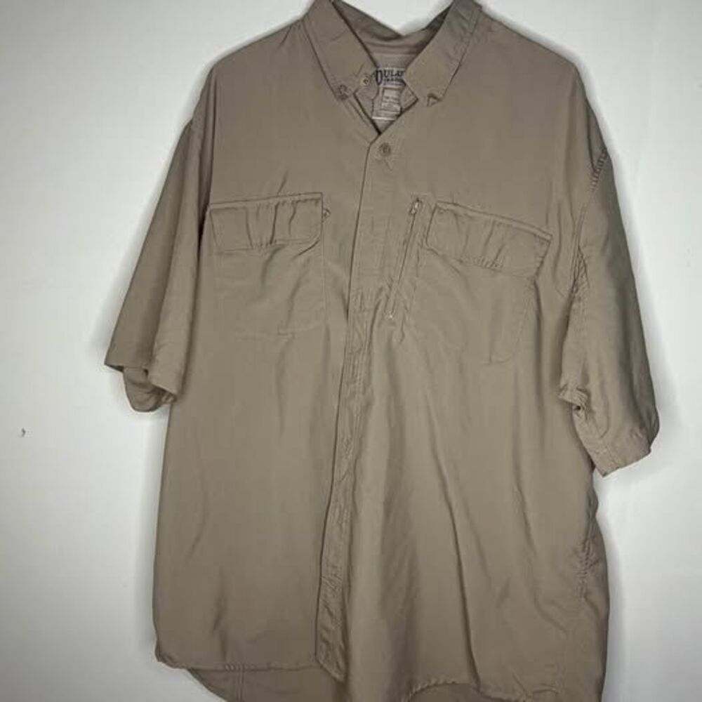 Duluth Trading Co 2XL Tall Mens Khaki Short Sleeve Shirt